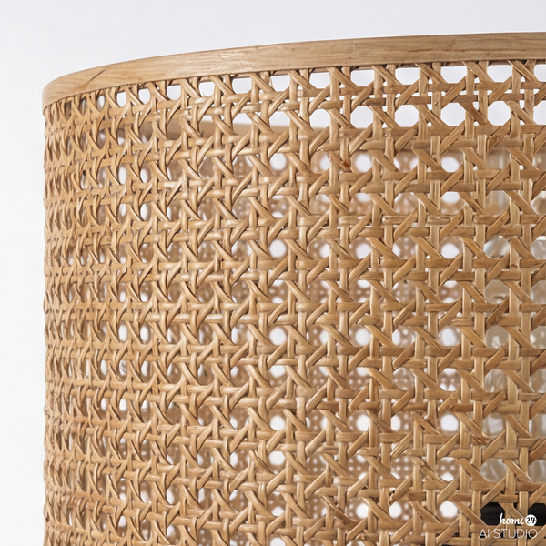 Stehleuchte FLEXO - Kiefer massiv / Rattan - 1-flammig