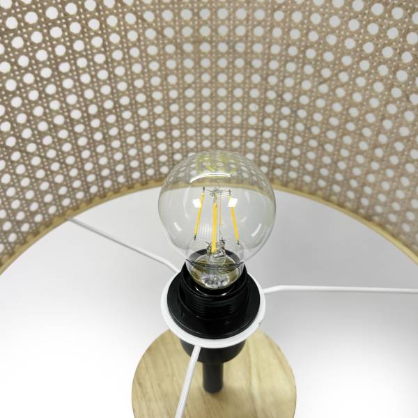 Stehleuchte FLEXO - Kiefer massiv / Rattan - 1-flammig