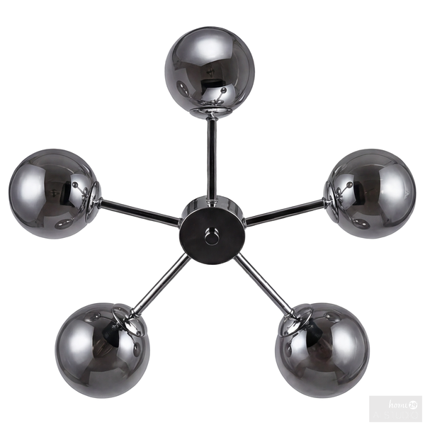 Deckenleuchte Ilumo - Rauchglas / Eisen - 5-flammig - Grau / Schwarz