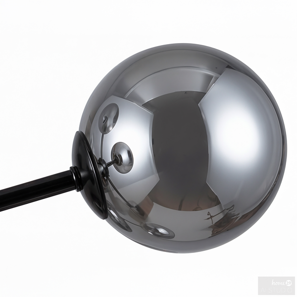 Deckenleuchte Ilumo - Rauchglas / Eisen - 5-flammig - Grau / Schwarz