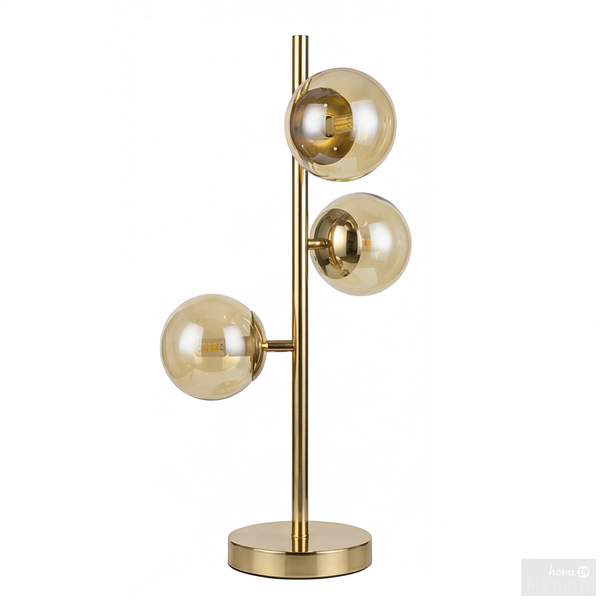 Tischleuchte Ilumo - Farbglas / Eisen - 3-flammig - Beige / Gold