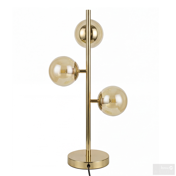 Tischleuchte Ilumo - Farbglas / Eisen - 3-flammig - Beige / Gold