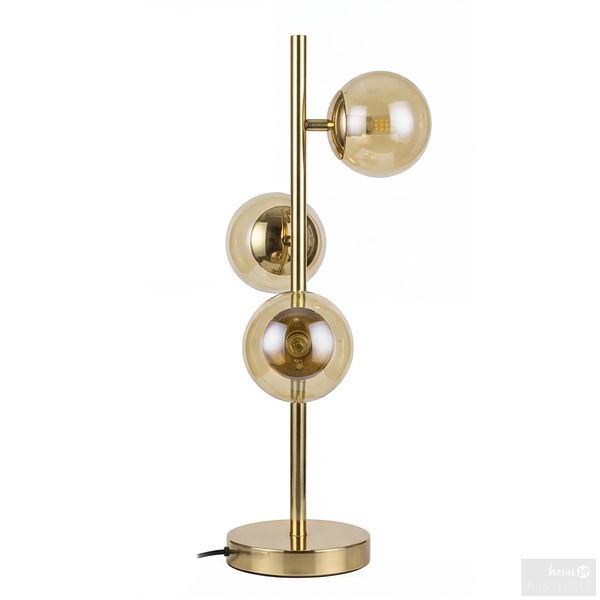 Tischleuchte Ilumo - Farbglas / Eisen - 3-flammig - Beige / Gold