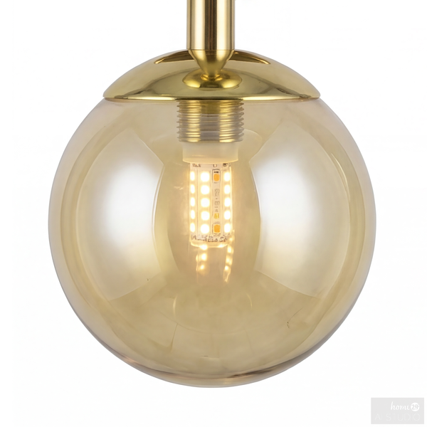 Tischleuchte Ilumo - Farbglas / Eisen - 3-flammig - Beige / Gold