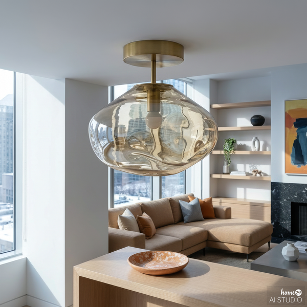 Deckenleuchte Wello - Farbglas / Eisen - 1-flammig - Beige