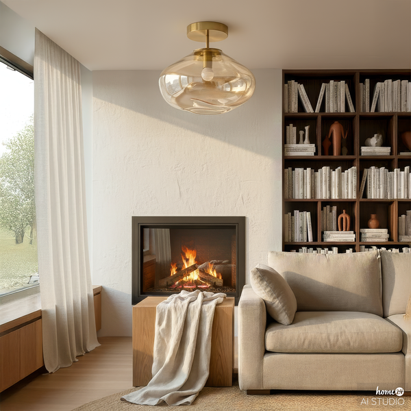 Deckenleuchte Wello - Farbglas / Eisen - 1-flammig - Beige