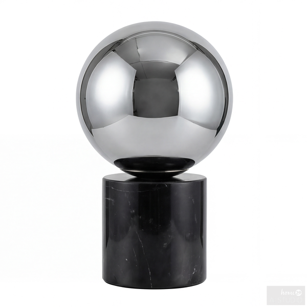 Tischleuchte KAVIO mit Marmorfuß - Rauchglas / Marmor - 1-flammig