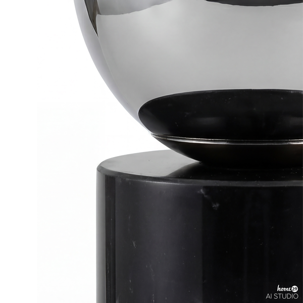 Tischleuchte KAVIO mit Marmorfuß - Rauchglas / Marmor - 1-flammig