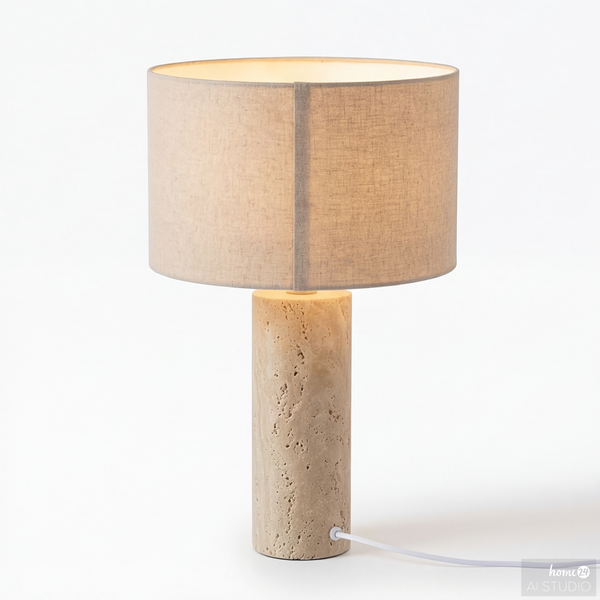 Tischleuchte Juxo - Leinen / Marmor - 1-flammig