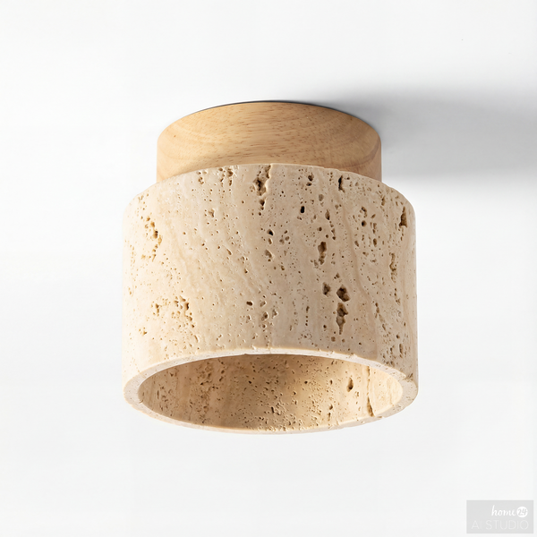 Deckenleuchte PRELO - Travertin / Kiefer massiv - 1-flammig - Beige
