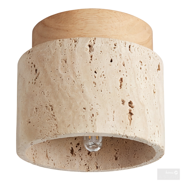 Deckenleuchte PRELO - Travertin / Kiefer massiv - 1-flammig - Beige