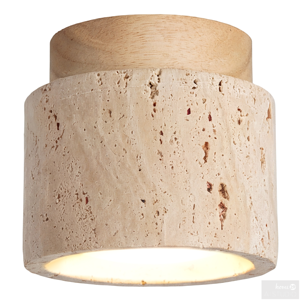 Deckenleuchte PRELO - Travertin / Kiefer massiv - 1-flammig - Beige