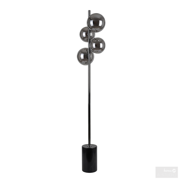 Stehleuchte KAVIO mit Marmorfuß - Rauchglas / Marmor - 4-flammig