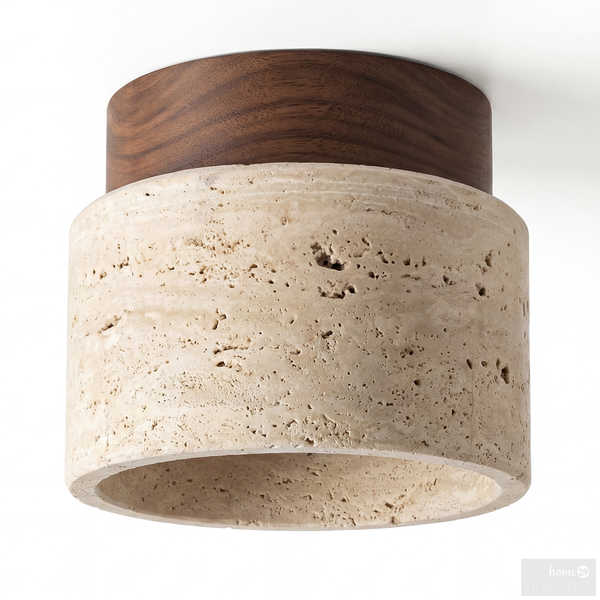 Deckenleuchte Prelo - Kiefer massiv / Marmor - 1-flammig - Braun
