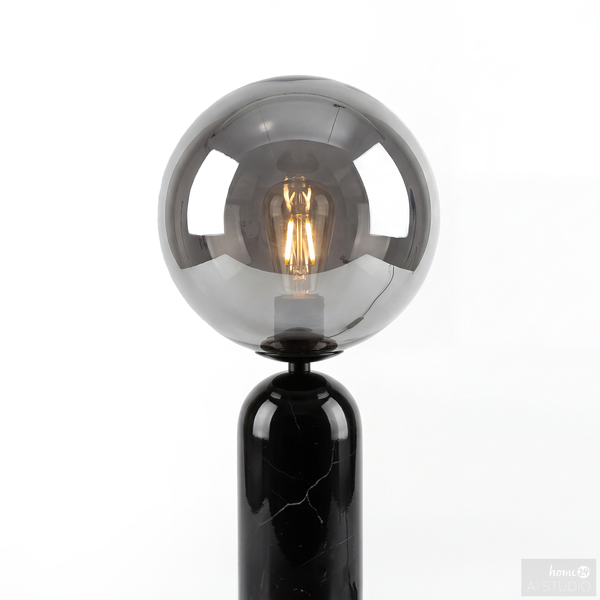Tischleuchte Onara - Rauchglas / Marmor - 1-flammig - Schwarz