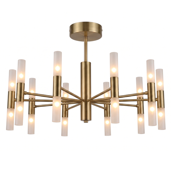 Deckenleuchte FYLUX - satiniertes Glas / Eisen - 20-flammig - Messing