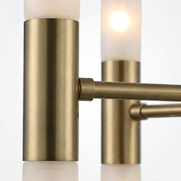 Deckenleuchte FYLUX - satiniertes Glas / Eisen - 20-flammig - Messing
