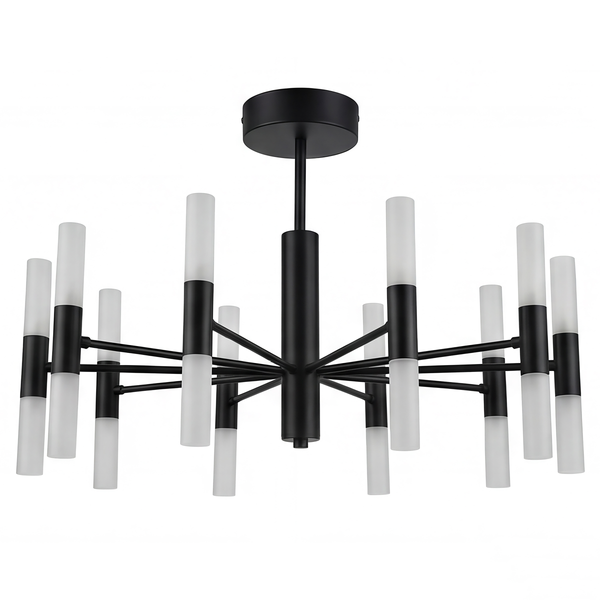 Deckenleuchte FYLUX - satiniertes Glas / Eisen - 20-flammig - Schwarz