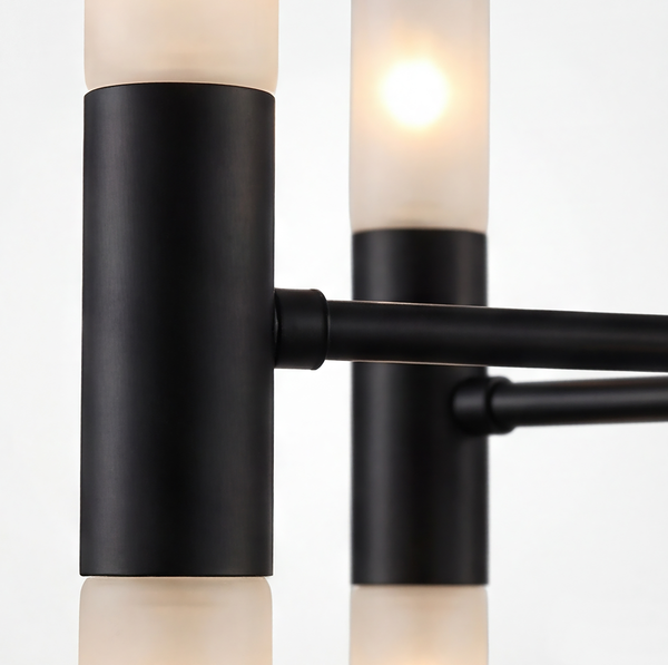 Deckenleuchte FYLUX - satiniertes Glas / Eisen - 20-flammig - Schwarz