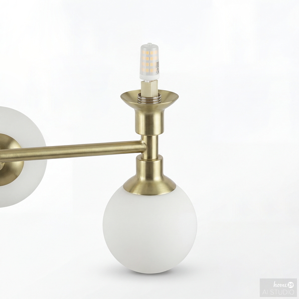 Pendelleuchte Klyro - Opalglas / Eisen - 12-flammig - Gold