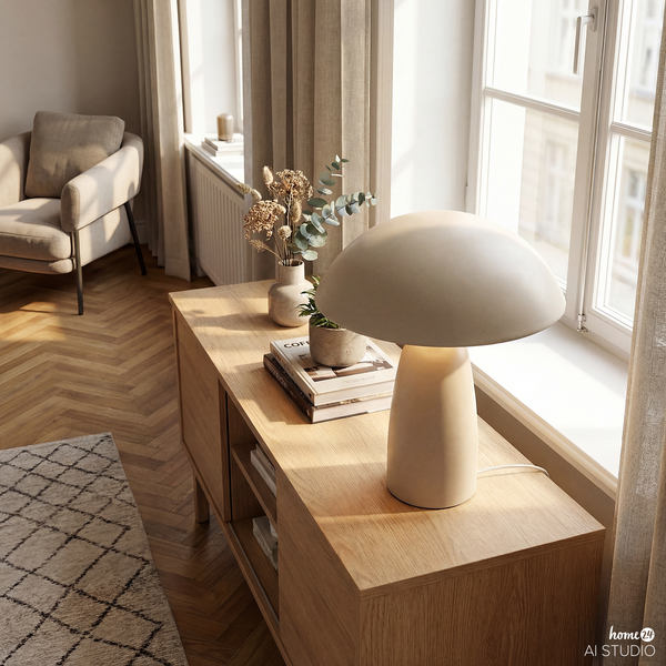 Tischleuchte Belya - Eisen - Beige