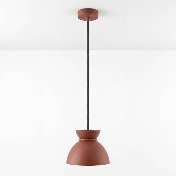 Pendelleuchte Quora - Eisen / Opalglas - 1-flammig - Rot