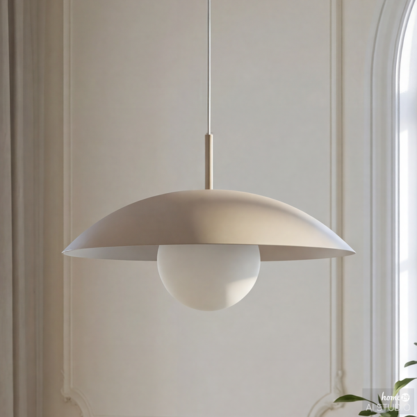 Pendelleuchte Suma - Eisen / Opalglas - 1-flammig - Creme