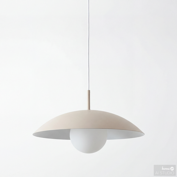 Pendelleuchte Suma - Eisen / Opalglas - 1-flammig - Creme