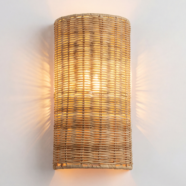 Wandleuchte Wenla - Rattan / Eisen - 1-flammig