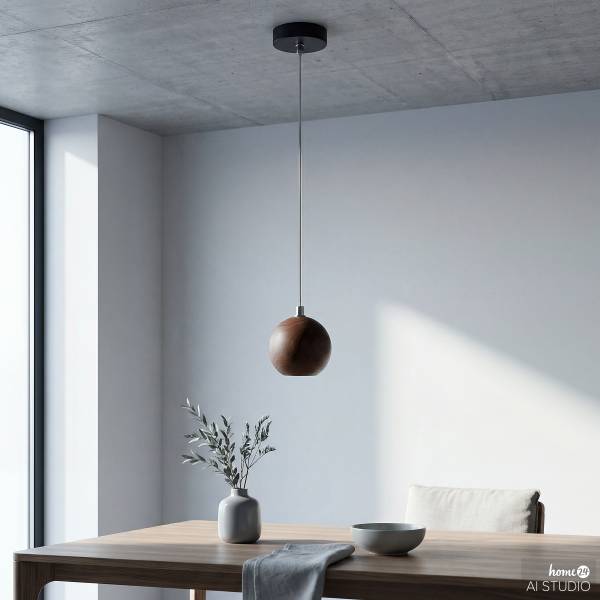 Pendelleuchte FARIN - Pinie massiv / Eisen - 1-flammig - Braun