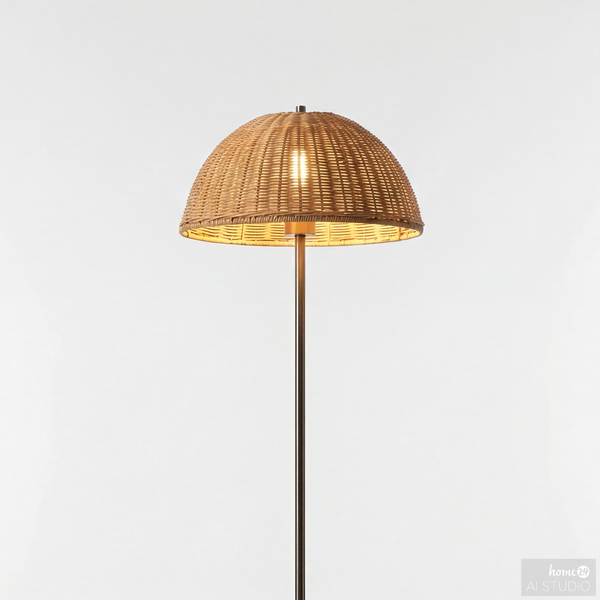 Stehleuchte VIREO - Rattan / Eisen - 1-flammig