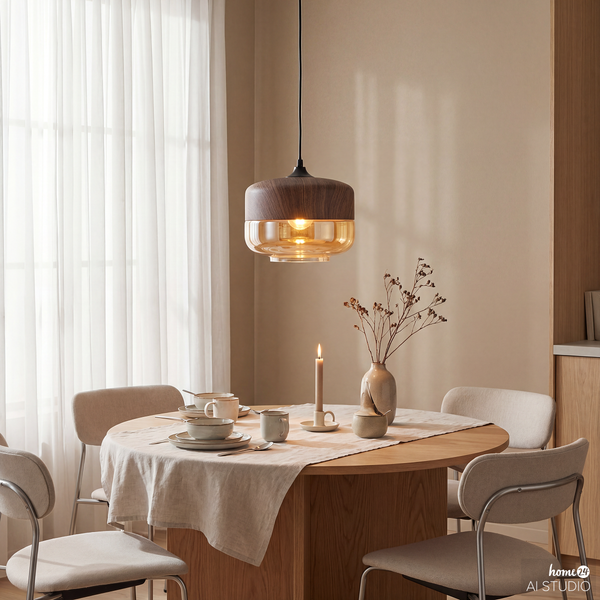 Pendelleuchte KAVON breit - Farbglas / Eisen - 1-flammig