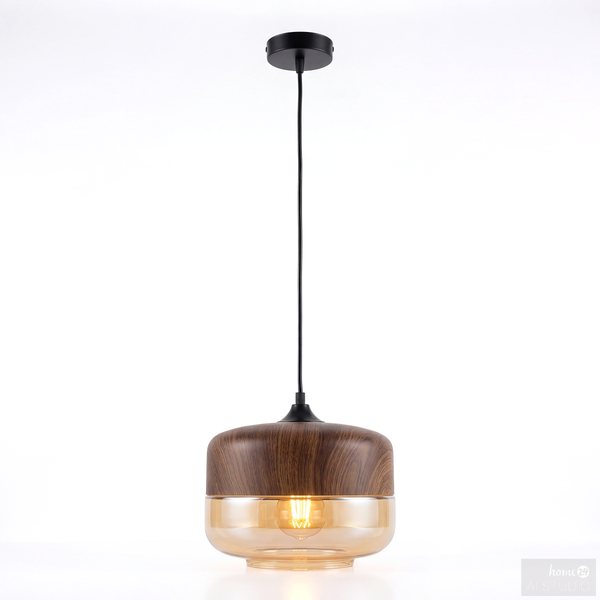 Pendelleuchte KAVON breit - Farbglas / Eisen - 1-flammig