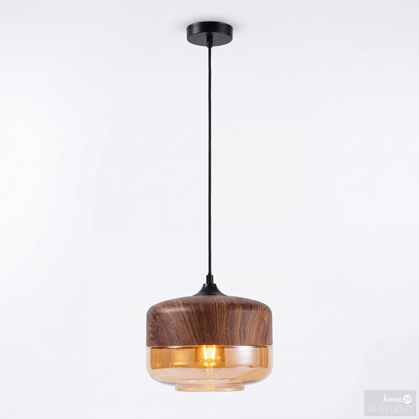 Pendelleuchte KAVON breit - Farbglas / Eisen - 1-flammig