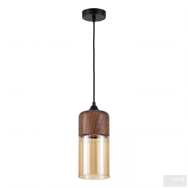 Pendelleuchte KAVON zylindrisch - Farbglas / Eisen - 1-flammig