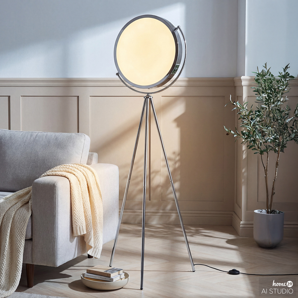 Stehleuchte INSO - Eisen / Aluminium - 1-flammig - Chrom