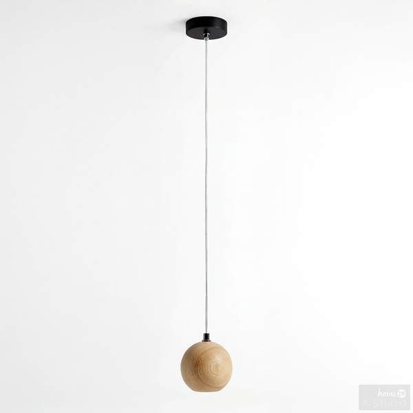 Pendelleuchte FARIN - Pinie massiv / Eisen - 1-flammig - Beige