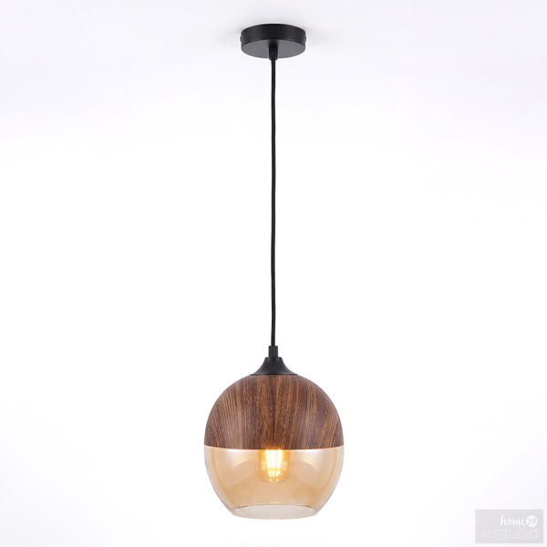 Pendelleuchte Kavon Kugelform - Farbglas / Eisen - 1-flammig