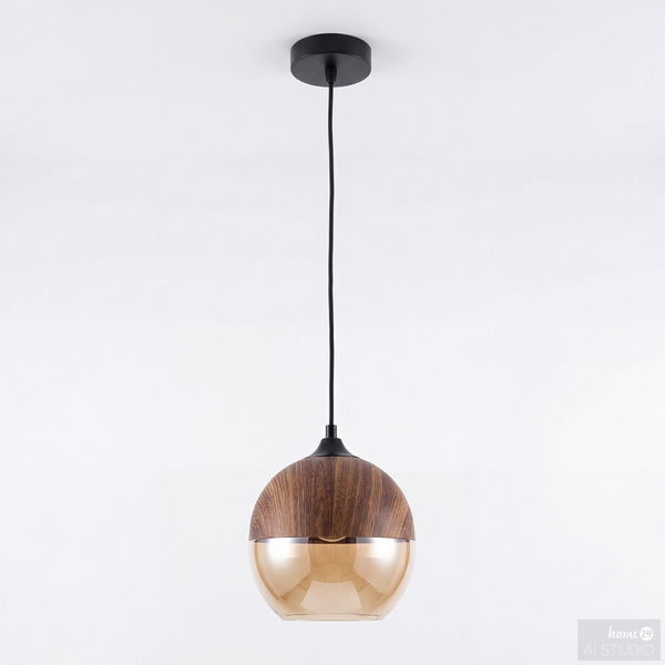 Pendelleuchte Kavon Kugelform - Farbglas / Eisen - 1-flammig