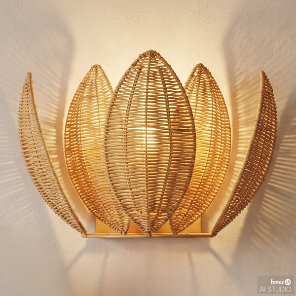 Wandleuchte ZYMOR - Rattan / Eisen - 1-flammig