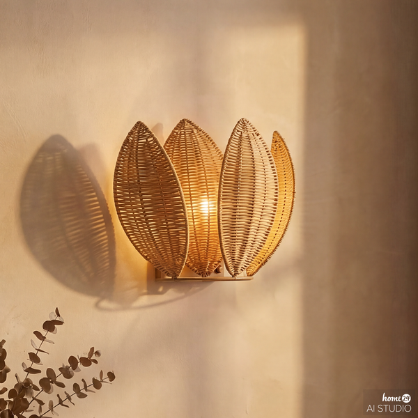 Wandleuchte ZYMOR - Rattan / Eisen - 1-flammig