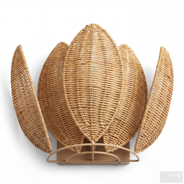 Wandleuchte ZYMOR - Rattan / Eisen - 1-flammig