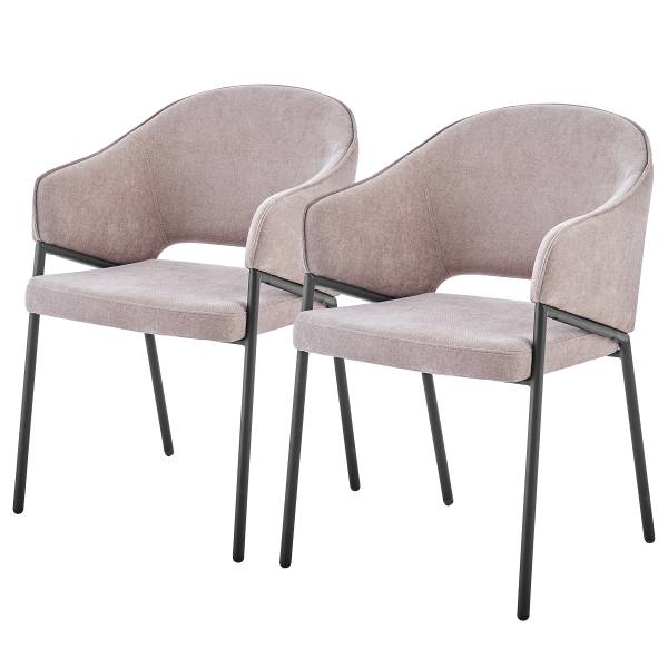 Armlehnenstuhl Uggasi 2er-Set - Beige / Schwarz