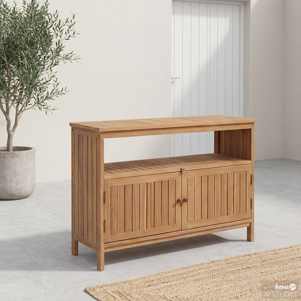 Gartenschrank Alno mit offener Ablage - Akazie massiv