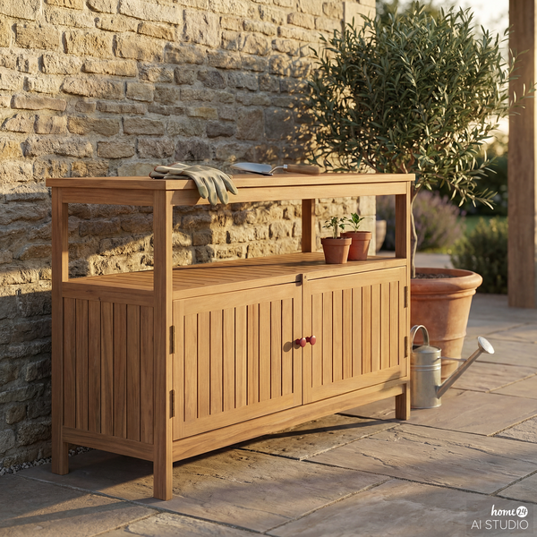 Gartenschrank Alno mit offener Ablage - Akazie massiv