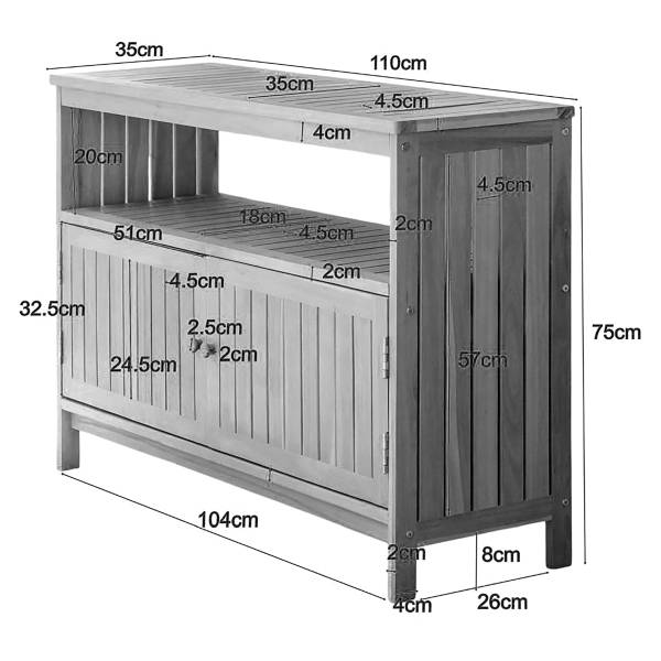 Gartenschrank Alno mit offener Ablage - Akazie massiv