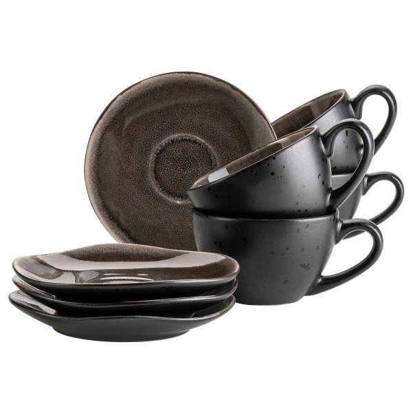 Kaffeetassen Niara Organic 8-teilig - Keramik - Schwarz / Braun
