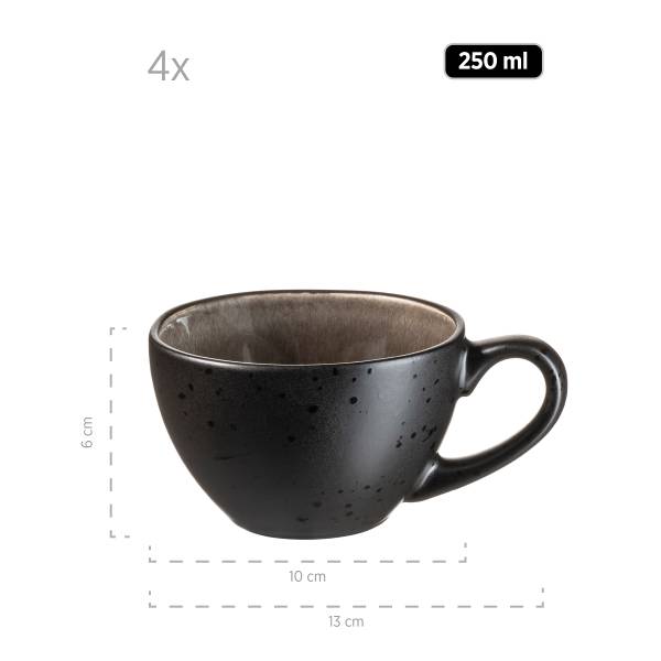 Kaffeetassen Niara Organic 8-teilig - Keramik - Schwarz / Braun