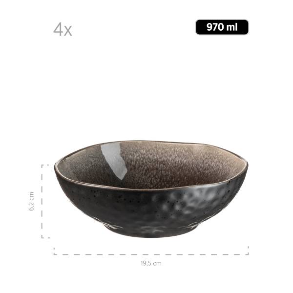 Salatschalen Niara Organic 9-teilig - Keramik - Schwarz / Braun