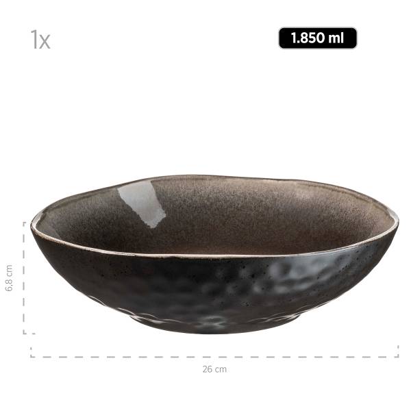 Salatschalen Niara Organic 9-teilig - Keramik - Schwarz / Braun